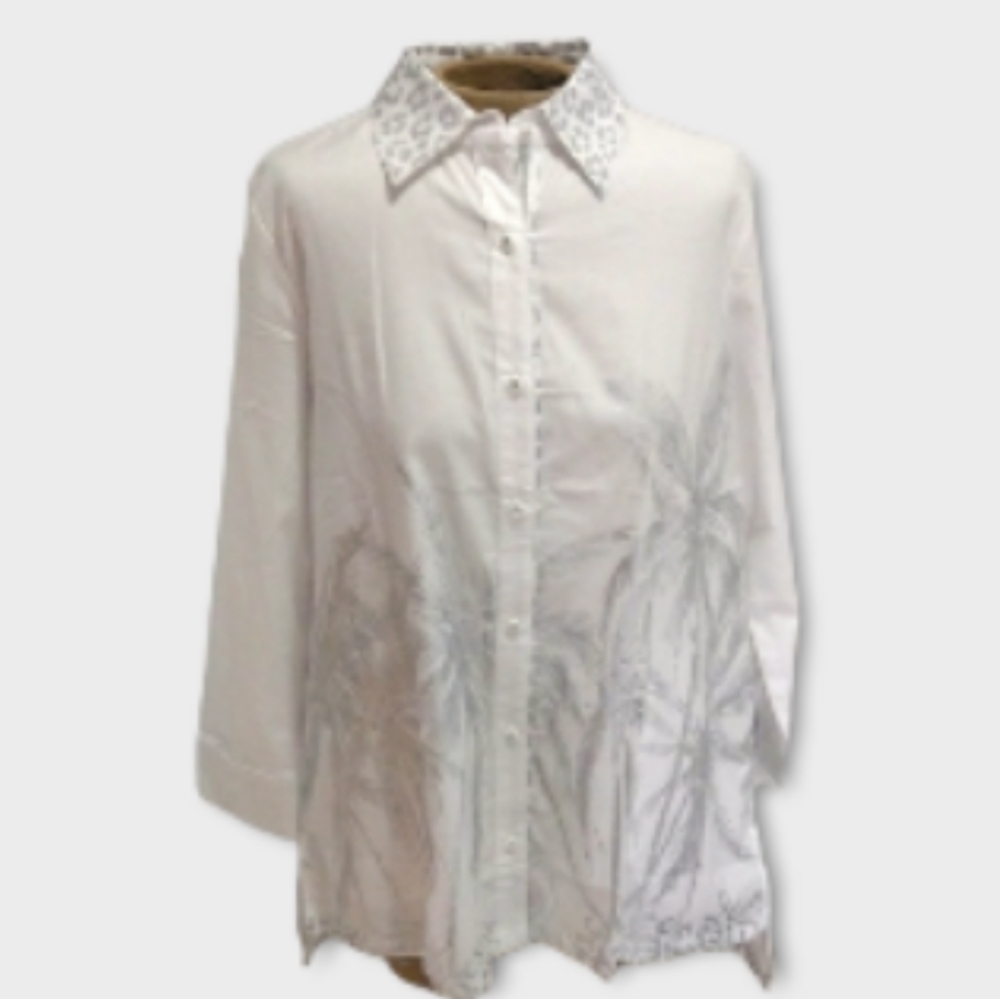 Berek Studio Metallic Embellished my Hi-Lo Button Up Shirts